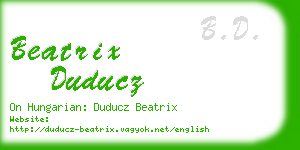 beatrix duducz business card